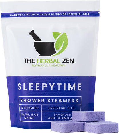 Sleepytime Lavender Shower Steamers Aromatherapy 10 Pack - Relaxing Shower Bombs with Pure Essential Oils for Relaxation and Unwinding - Spa Gifts for Women and Men - The Herbal Zen