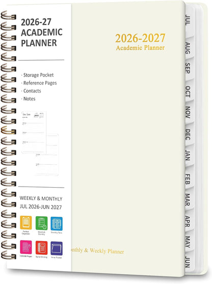 Planner 2026-2027, Weekly and Monthly Calendar Planner, JUL 2026 - JUN 2027 | A5(6.3'' x 8.5''), Hardcover, Agenda Book, Sprial Bound, Inner Pocket, Office and School Use