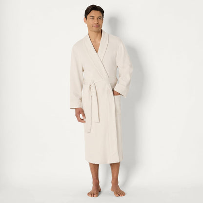 Amazon Essentials Men's Lightweight Cotton Waffle Bath Robe, Mid-Length Loungewear (Available in Big & Tall)