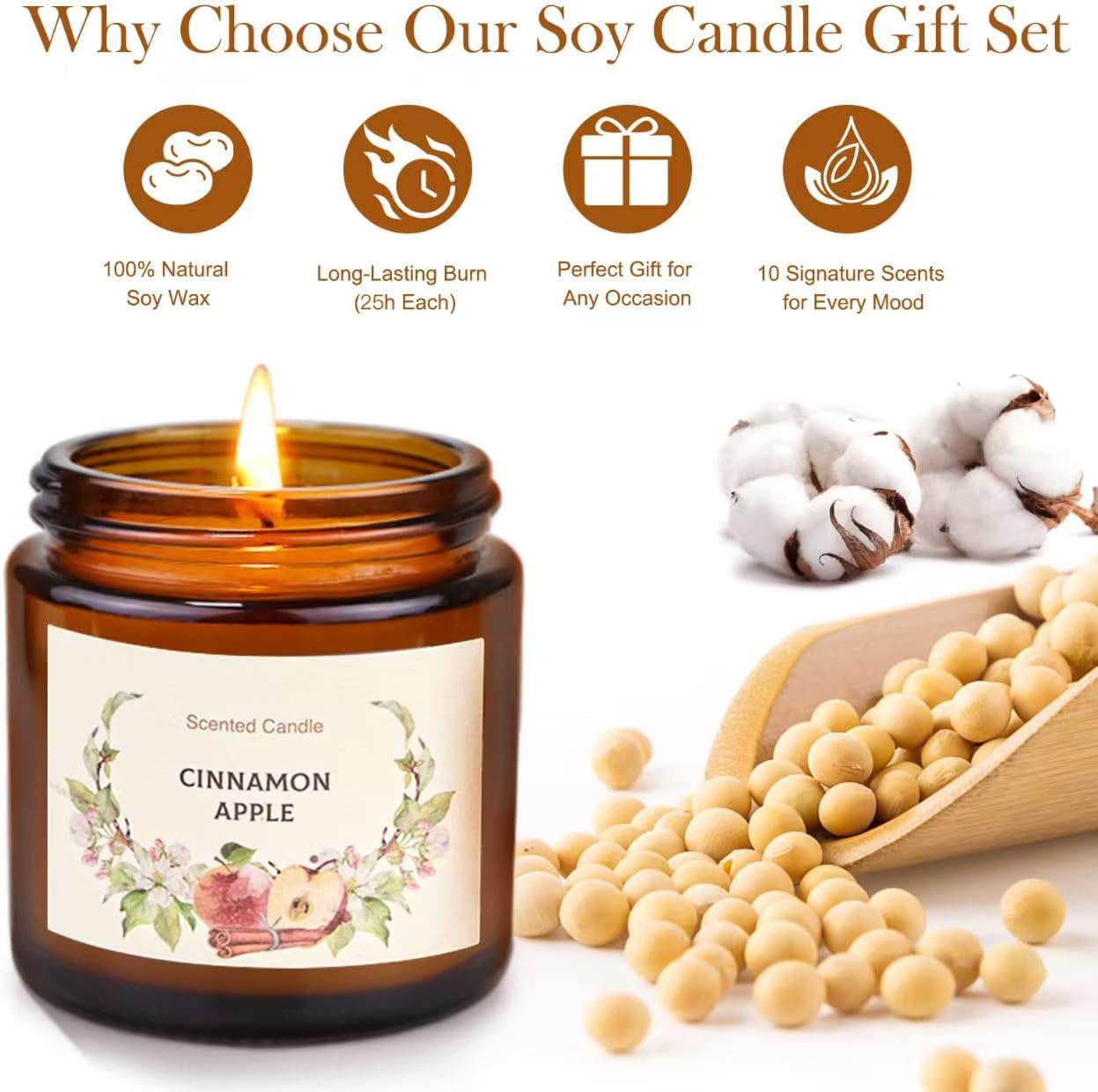 Scented Candles Gift Set, 8 Pack Soy Wax Candles for Women, Fresh Floral Summer Aromatherapy Scents for Home, Birthday, Thank You, Housewarming Gifts