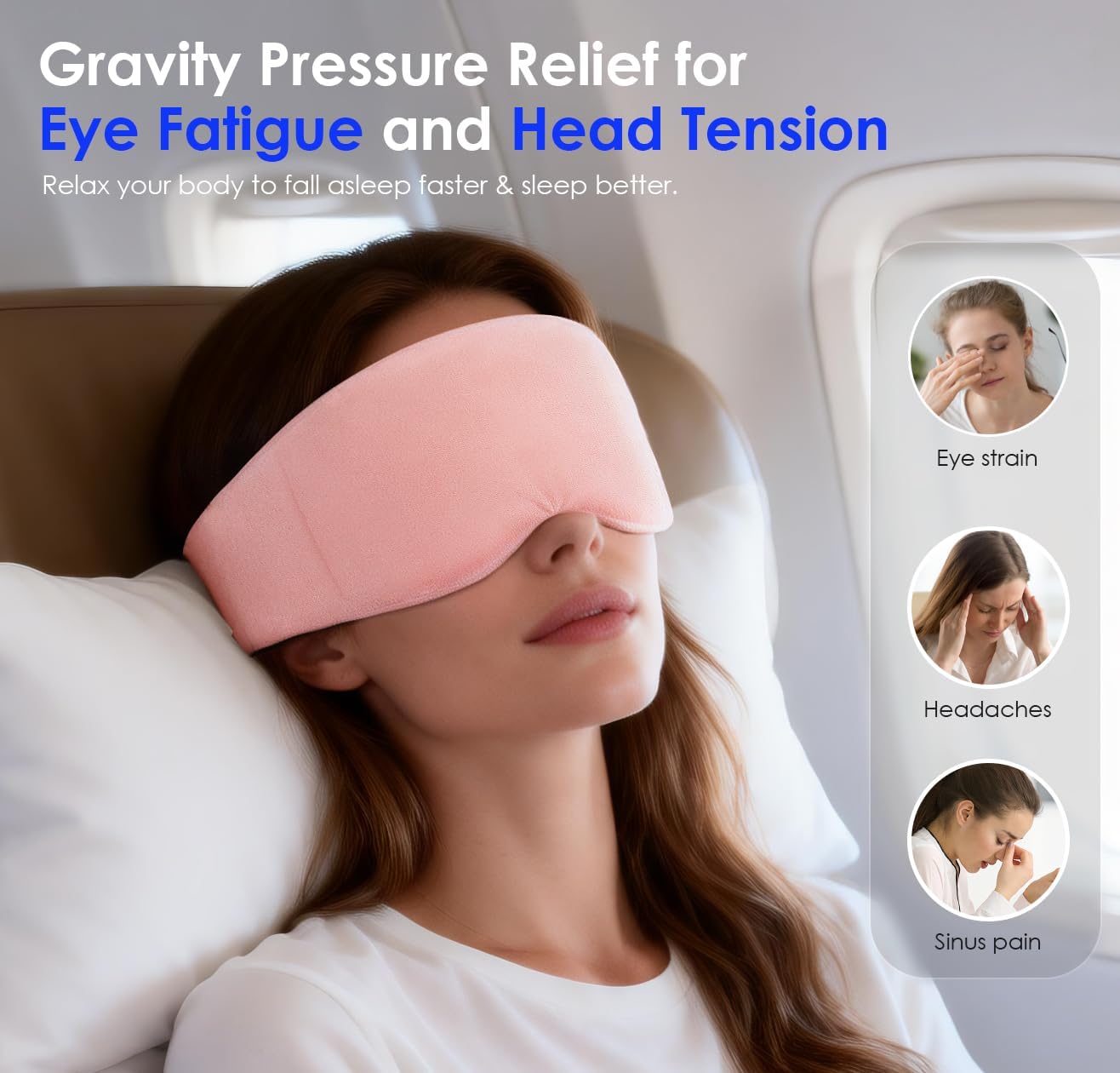 Weighted Eye Mask for Sleeping, Soft Minky Sleep Mask for Side Sleeper with Adjustable Buckle, 100% Blockout Design, Ideal for Meditation, Relaxation and Travel, Includes Storage Pouch (Grey)