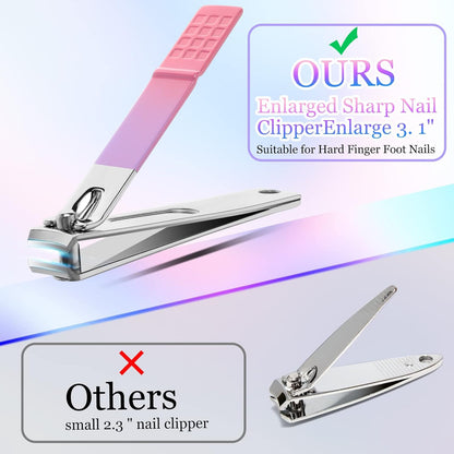 Manicure Set Men Finger and Toe Nail Clippers Set Professional Manicure Pedicure Kit with Travel Case Personal Care Tools Accessories Nail Grooming Kit Gifts for Men Women Father Mother