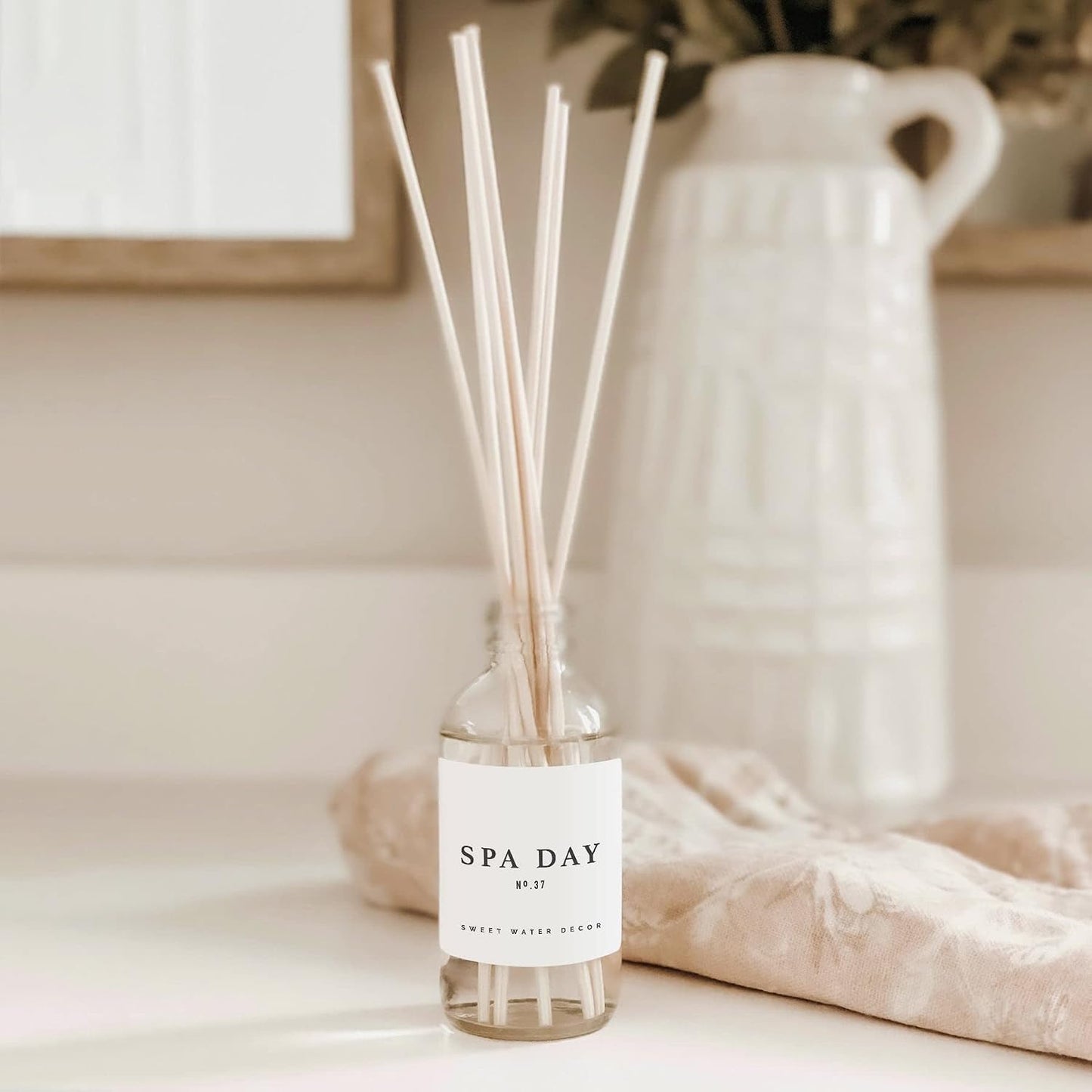 Sweet Water Decor Salt & Sea Reed Diffuser Set - Sea Salt Citrus & Musk Amber Scent Diffuser - Reed Diffusers for Home with Long Lasting Fragrance - Non-Toxic Oil Reed Diffuser - Made in the USA