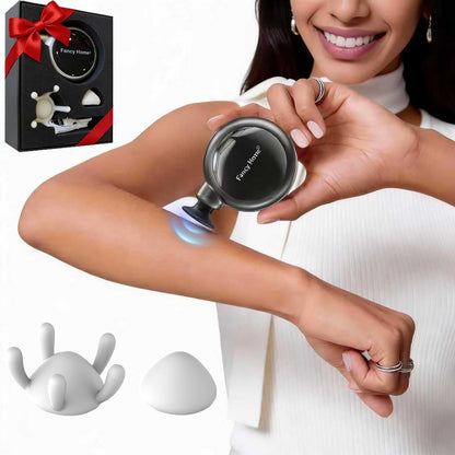 Fancy Home® Mini Massage Gun - Palm Sized Deep Tissue Massager Gun, Unique Small Hand Massager for Circulation, Cordless Powerful 3200 RPM | Ultra Quiet | Travel Friendly （Black Grey） Father's Day