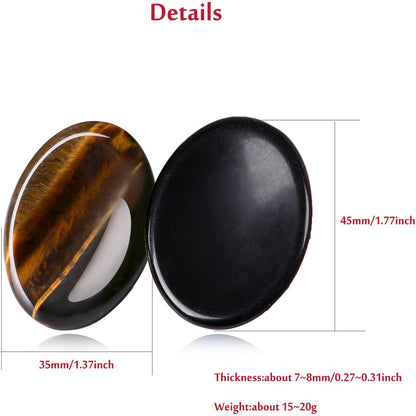 YATOJUZI Thumb Worry Stones for Anxiety Stress Relief Items Healing Crystals Natural Amethyst Rose Quartz Crystal Palm Pocket Stone Gemstones Meditation Reiki Spiritual Gifts for Women Men 2PCS