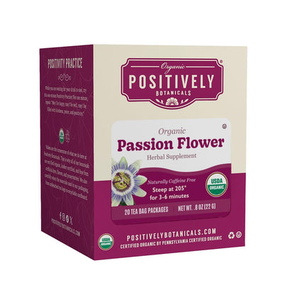 Organic Positively Botanicals Company, Passion Flower Herbal Tea Bags, 20 Count