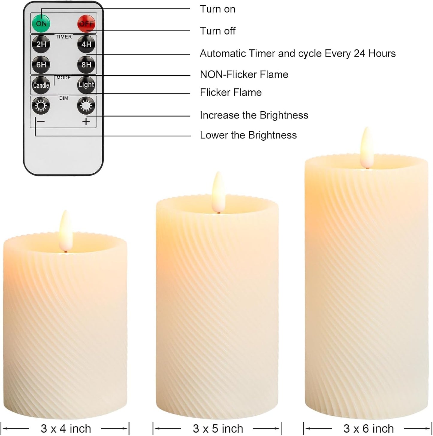 ANGELLOONG Flickering Flameless Candles, Realistic Battery Operated Candles with Remote and Timer, Set of 3 LED Candles for Fall Room Home Wedding Decor Centerpieces Table Party Christmas Decorations