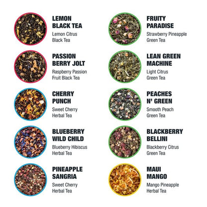 Tiesta Tea - Discovery Sampler Dry Flight Set, Loose Leaf, High to No Caffeine, Hot & Iced Up to 200 Cups, Tea Variety Pack with Green, Herbal, Black & Chai Brew, 20 Resealable Sample Pouches