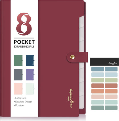 Sooez Elegant Accordion File Organizer, 8 Pocket Expanding File Folder