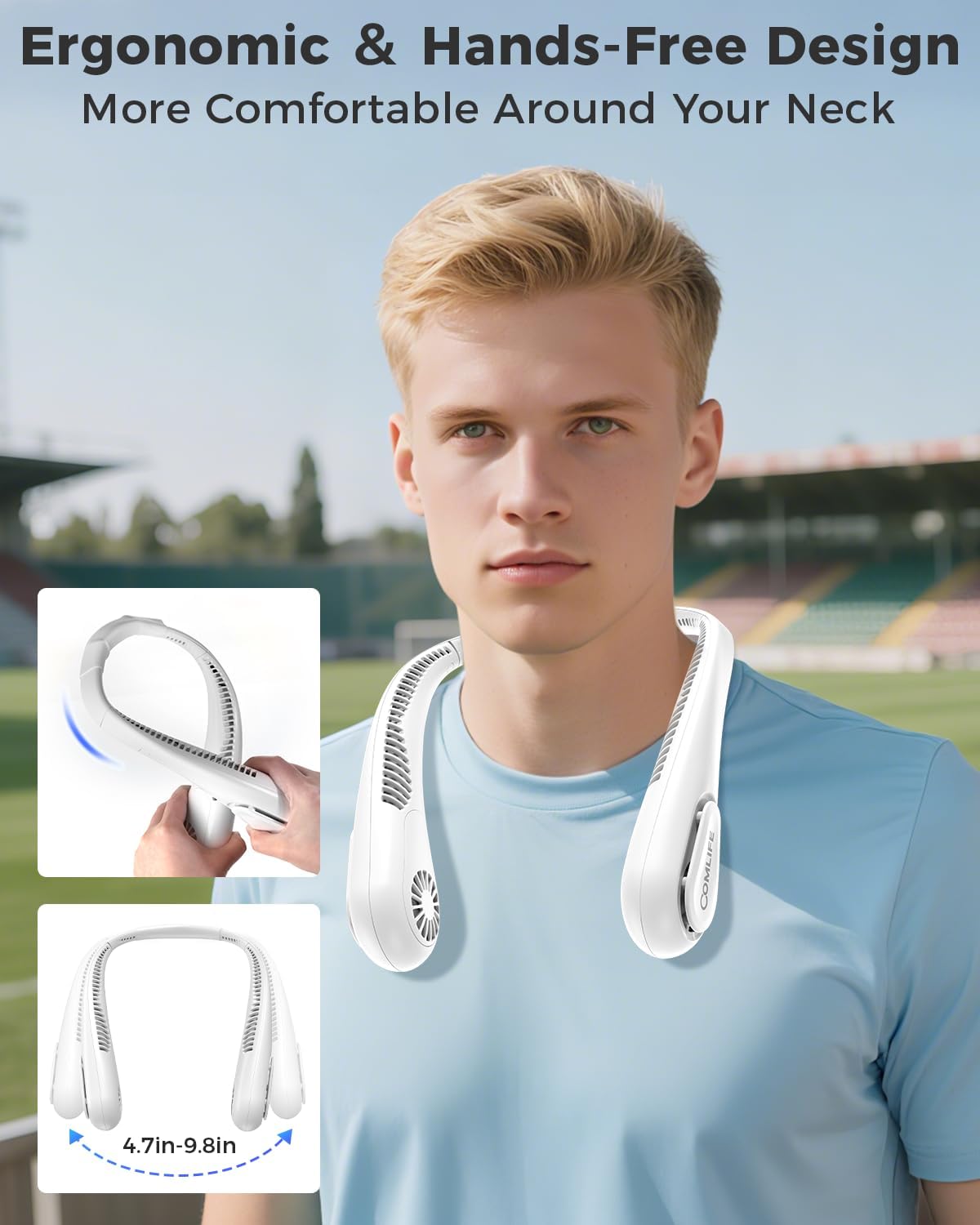 Portable Bladeless Neck Fan, Birthday Gift for Men Women Friends Family, Christmas Gift for Dad Mom Teacher Coworker, Wearable Cooling Fan Rechargeable for Camping Travel Beach Golf Cruise Essentials