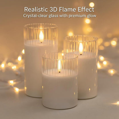 ANGELLOONG Flickering Flameless Candles, Realistic Battery Operated Candles with Remote and Timer, Set of 3 LED Candles for Fall Room Home Wedding Decor Centerpieces Table Party Christmas Decorations