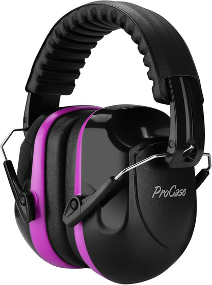ProCase NRR 28dB Noise Reduction Ear Muffs, Foldable Adjustable Passive Noise Cancelling Headphones for Adults Kids Autism, Hearing Protection for Shooting, Construction, Mowing, Studying -Black - Colors B