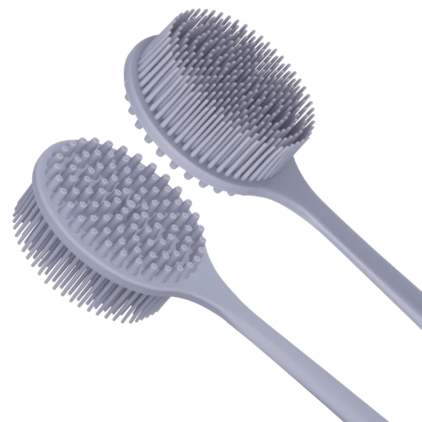DNC Back Scrubber for Shower Soft Silicone Bath Body Brush with Long Handle (Black)