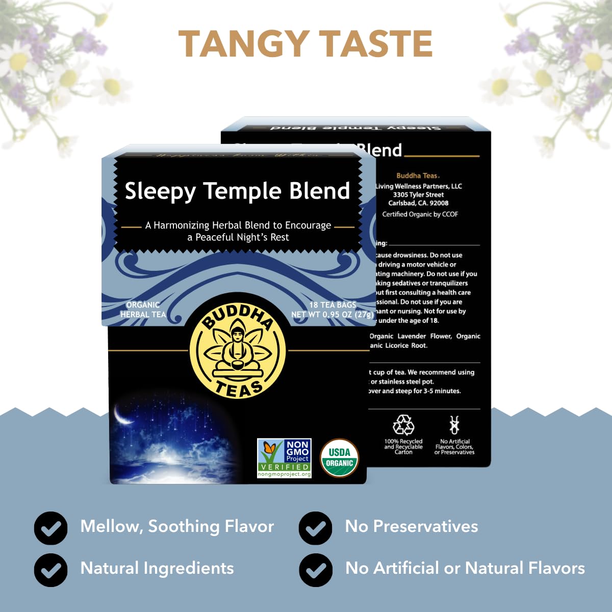 Buddha Teas Organic Sleepy Temple Blend - Herbal Tea, Caffeine Free