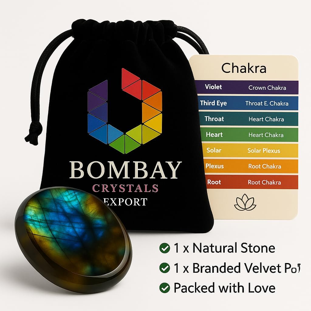 Natural Polished Thumb Palm Crystal for Meditation, Labradorite Worry Stone for Stress Relief, Anxiety Support & Pocket Reiki Healing