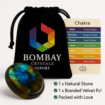 Natural Polished Thumb Palm Crystal for Meditation, Labradorite Worry Stone for Stress Relief, Anxiety Support & Pocket Reiki Healing