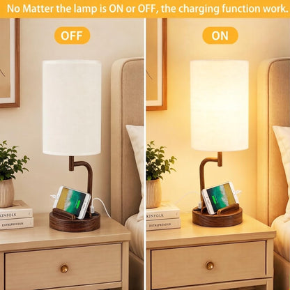 Dreamholder Touch Control USB Table Lamp with USB C/A & AC Outlet, 3-Way Dimmable Bedside Lamp, Modern Nightstand Lamps for Bedroom Living Room Guest Room Office, Bulb Included, Gold