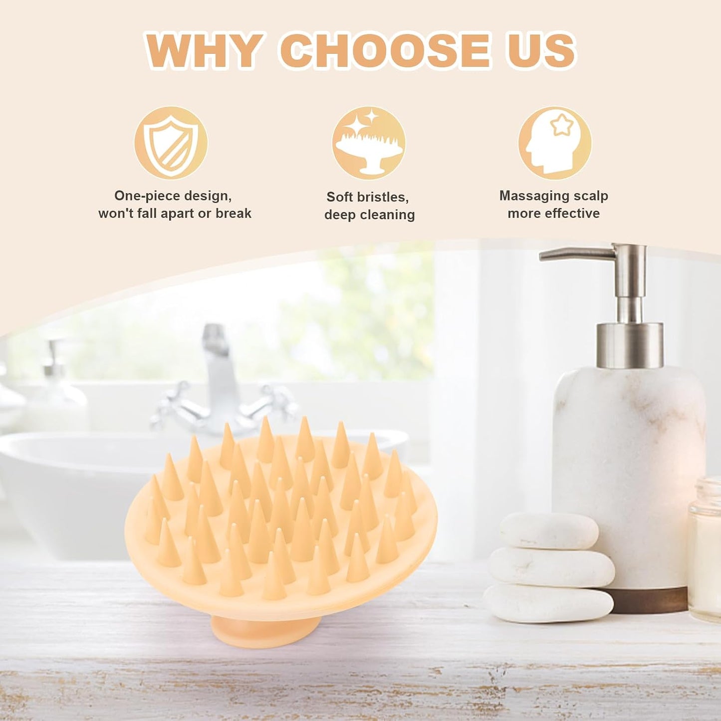 Meartchy Silicone Scalp Massager Shampoo Brush, Scalp Brush for Hair Growth & Dandruff Removal, Hair Scrubber Scalp Stimulator Exfoliator Brush with Soft Bristles for Wet Dry Scalp Care (Black)