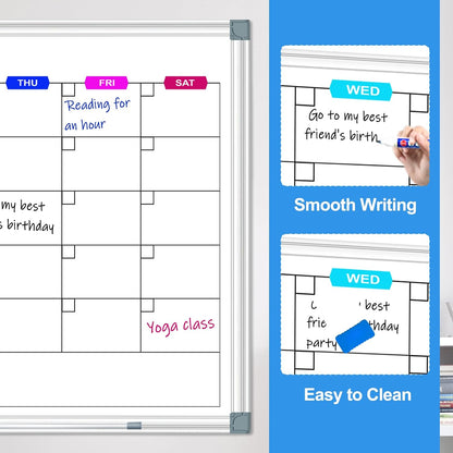 Magnetic Dry Erase Board Calendar for Wall 36" x 24", Monthly Calendar Whiteboard for Wall, Planning Board Bulletin Board Portable Board for Office, School, Home, Kitchen, Planning, Memo