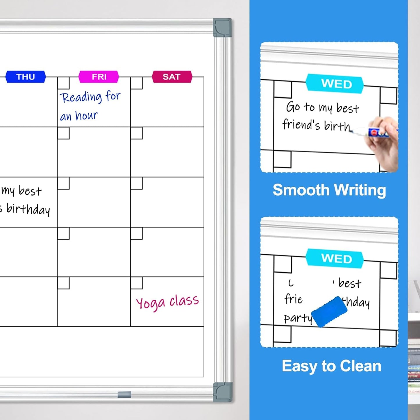 Dry Erase Board Calendar for Wall, 36" x 24" Monthly Whiteboard