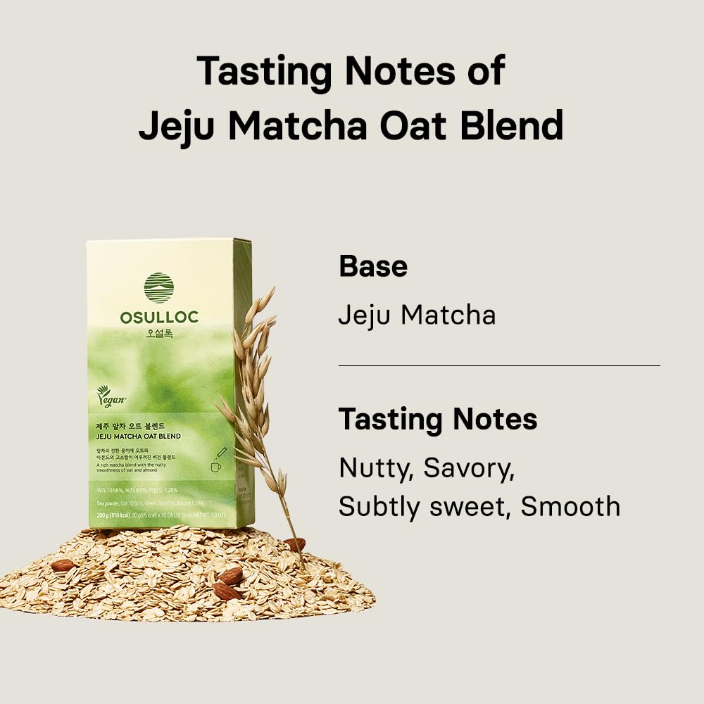 OSULLOC Jeju Matcha Milk Tea Powder Stick Packets, 10 Count