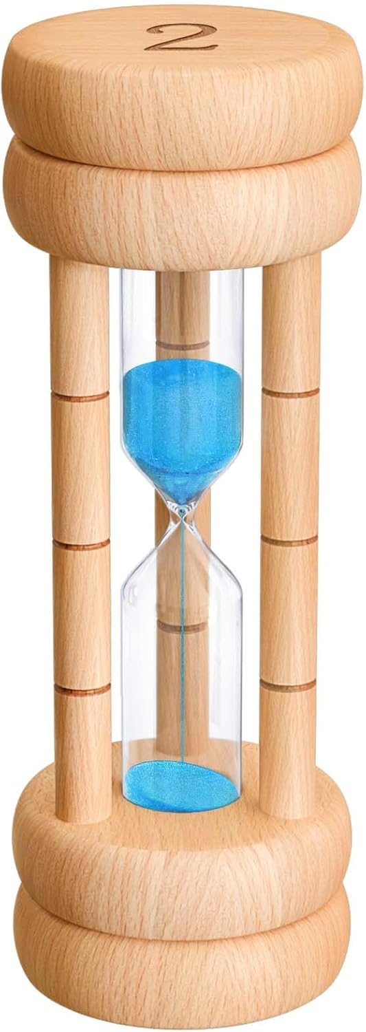 60 Minute Sand Timer, 60 Min Wood Small Hourglass Timer, Blue Sand Clock, One Hour Wooden Hour Glass for Classroom, Sandglass, Reloj De Arena Decorativo, Home, Office, Game, Gift