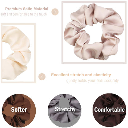 IVARYSS Scrunchies for Hair Sleep, Premium Satin Soft Than Silk for Women Curly Hair, Cute Bands Ties for Girls Thin | Thick Hair Styling, 12 Pack, Black