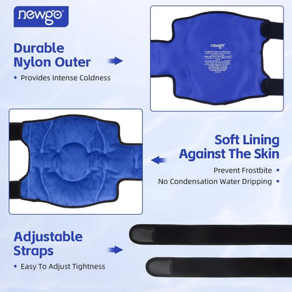 NEWGO Knee Ice Pack Wrap, Ice Pack for Knees Cold Compression Therapy for Knee Replacement Surgery, Arthritis Pain, ACL, Swelling, Sports Injuries (21.7" x 9.8") - Blue