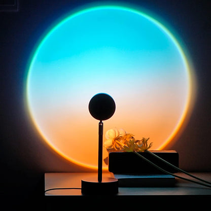 Balkwan Sunset Lamp Projection Rotation Rainbow Lamp Led Romantic Visual Led Light Network Red Light with USB Modern Floor Stand Night Light Living Room Bedroom Decor (Sunset Red)