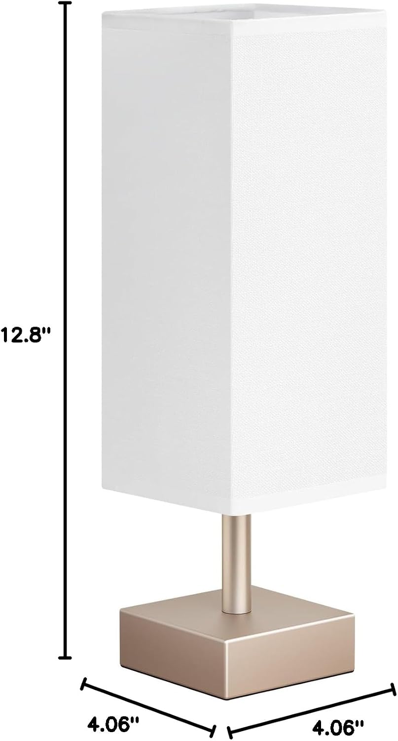 aooshine Small Table Lamp for Bedroom - Bedside Lamps for Nightstand, Minimalist Night Stand Light Lamp with Square Fabric Shade, Desk Reading Lamp for Kids Room Living Room Office Dorm