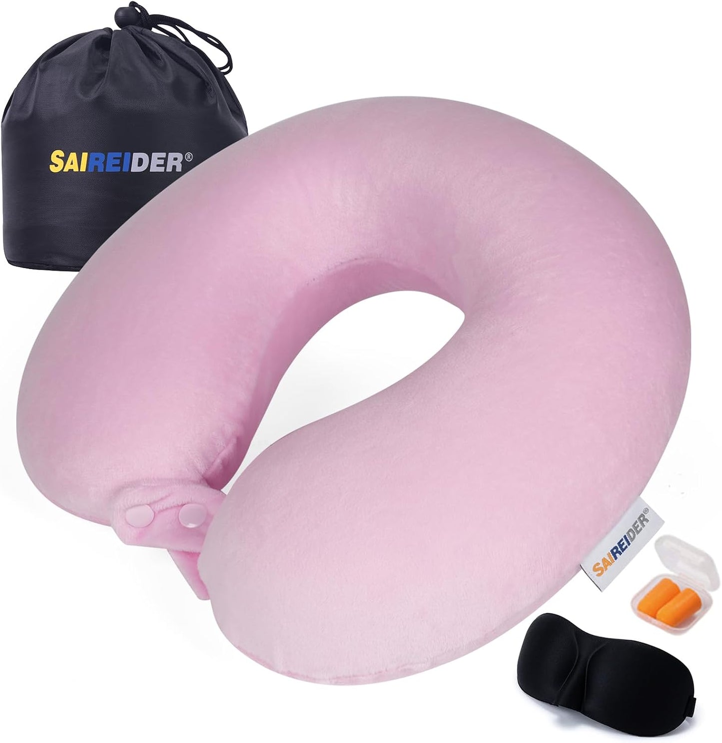 SAIREIDER Neck Pillows for Travel-Head Neck Support Travel Pillow for Traveling, Car, Home, Office Adjustable(Navy Blue)
