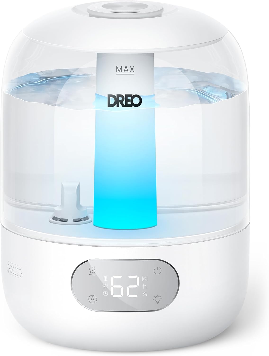 DREO Humidifiers for Bedroom, 3L Top Fill 30H & 26dB Quiet Runtime for Large Room, Cool Mist Ultrasonic Humidifier with Humidity Sensor, Night Light for Home, Baby, Nursery, Plants, 360° Nozzle, Black