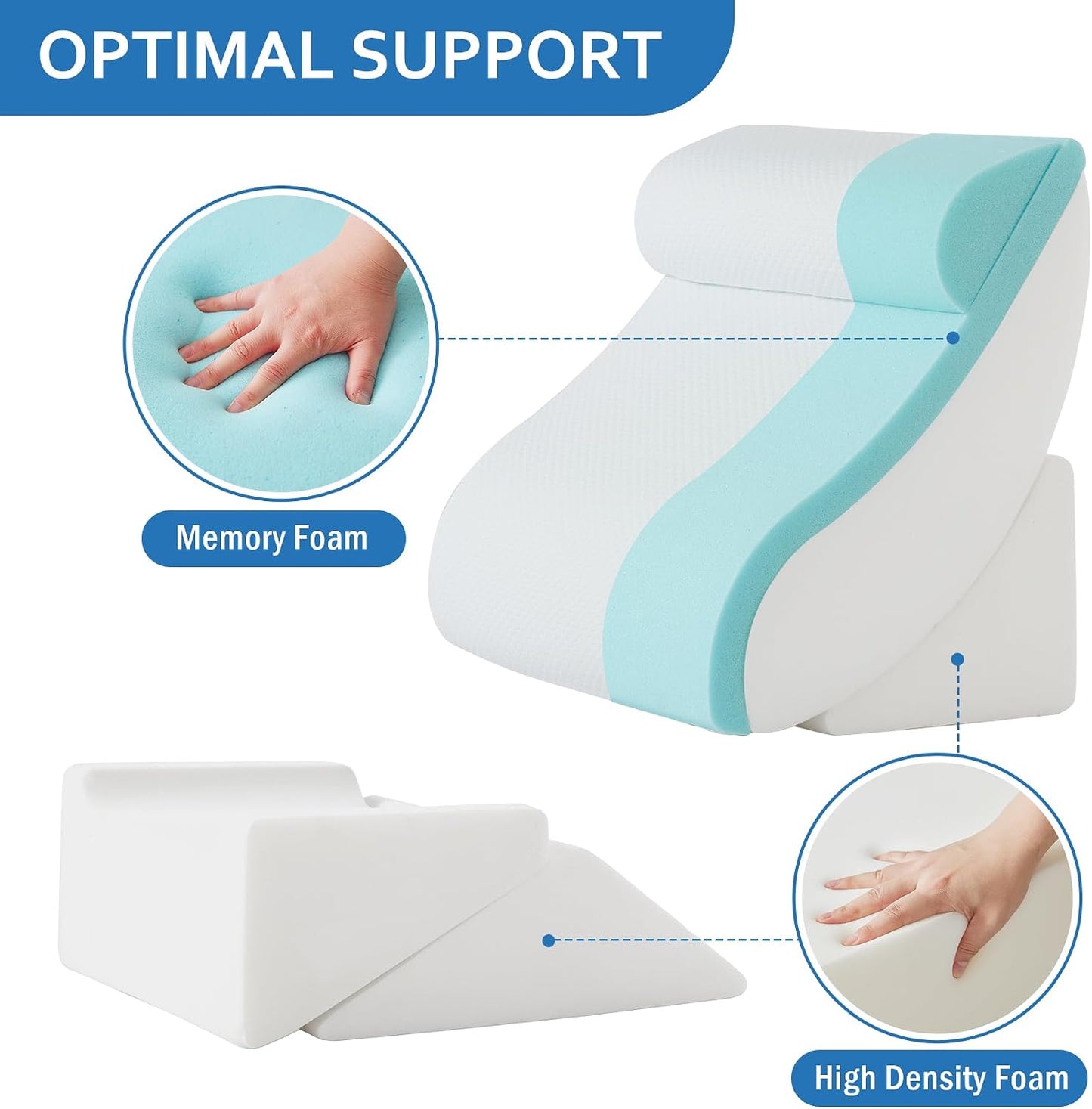 Ahpmeoa 5Pcs Wedge Pillow Set for After Surgery, Memory Foam, White/Grey