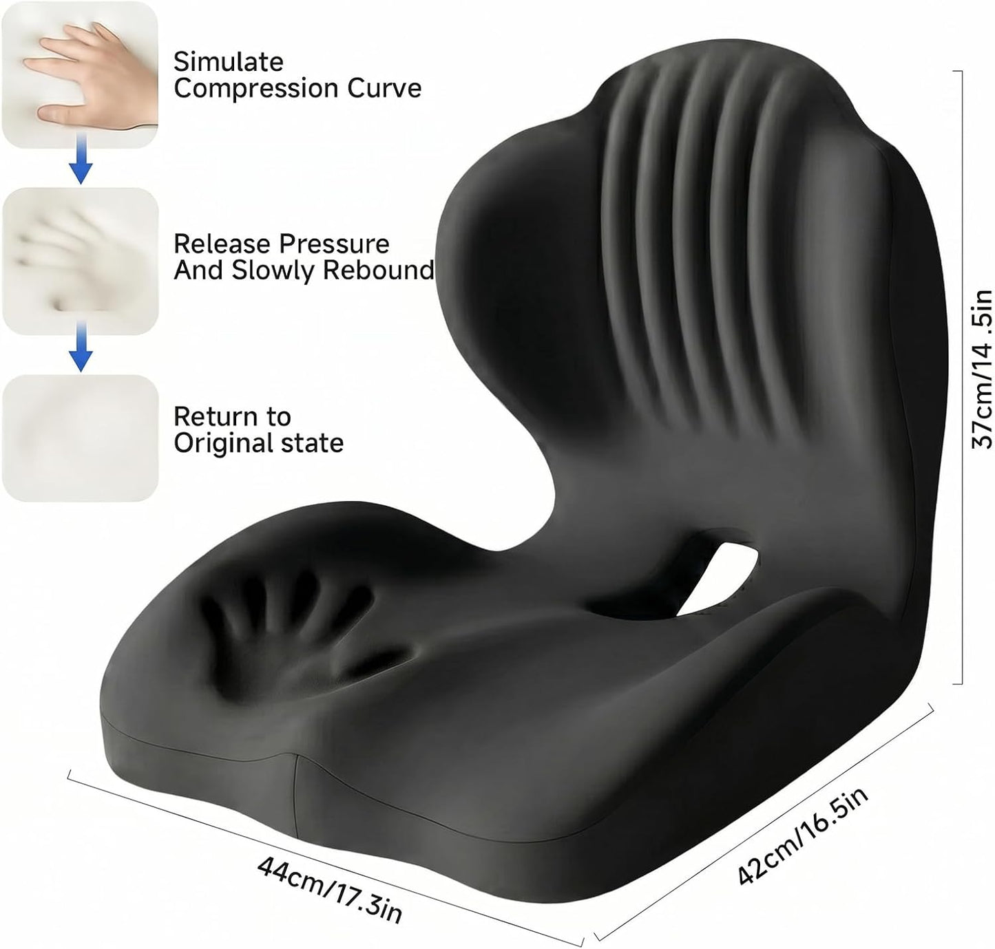 Ergonomic Car Seat Cushion with Lumbar Support, Pressure-Responsive Memory Foam, Enhanced Pelvic Stability for Pressure Relief, Ideal for Long Driving, Office & Home (Gray)