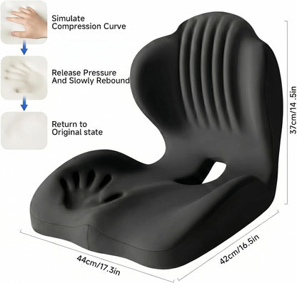 Ergonomic Car Seat Cushion with Lumbar Support, Pressure-Responsive Memory Foam, Enhanced Pelvic Stability for Pressure Relief, Ideal for Long Driving, Office & Home (Gray)