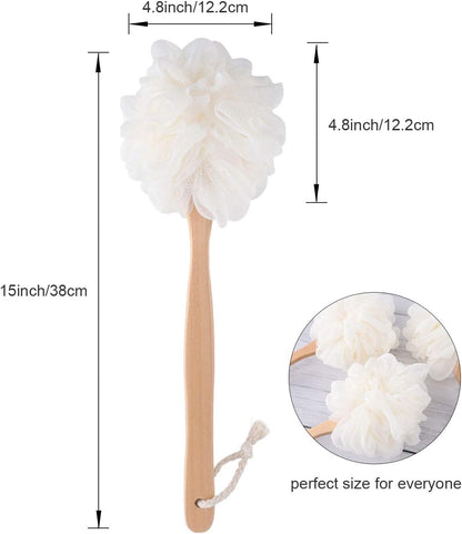 Back Scrubber for Shower & Body, Long Handle Bath Brush with Loofah Sponge, Exfoliating Shower Brush for Men and Women