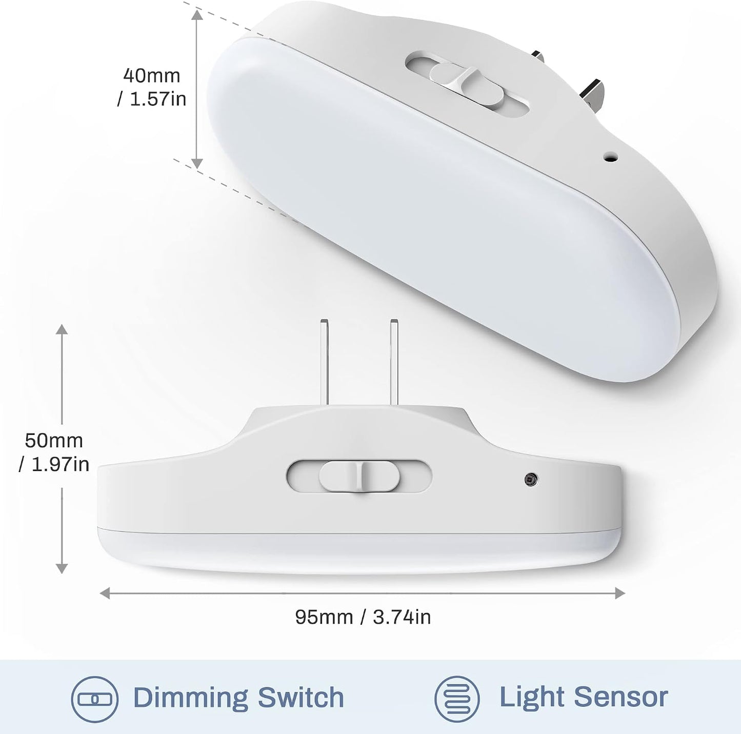 DORESshop Amber Night Light, Auto On/Off, 0-100 LM Adjustable Brightness, Dimmable Plug Into Wall Light Sensor Night Light for Kids Room, Bedroom, Stair Lights, Amber, 1W, 2 Pack
