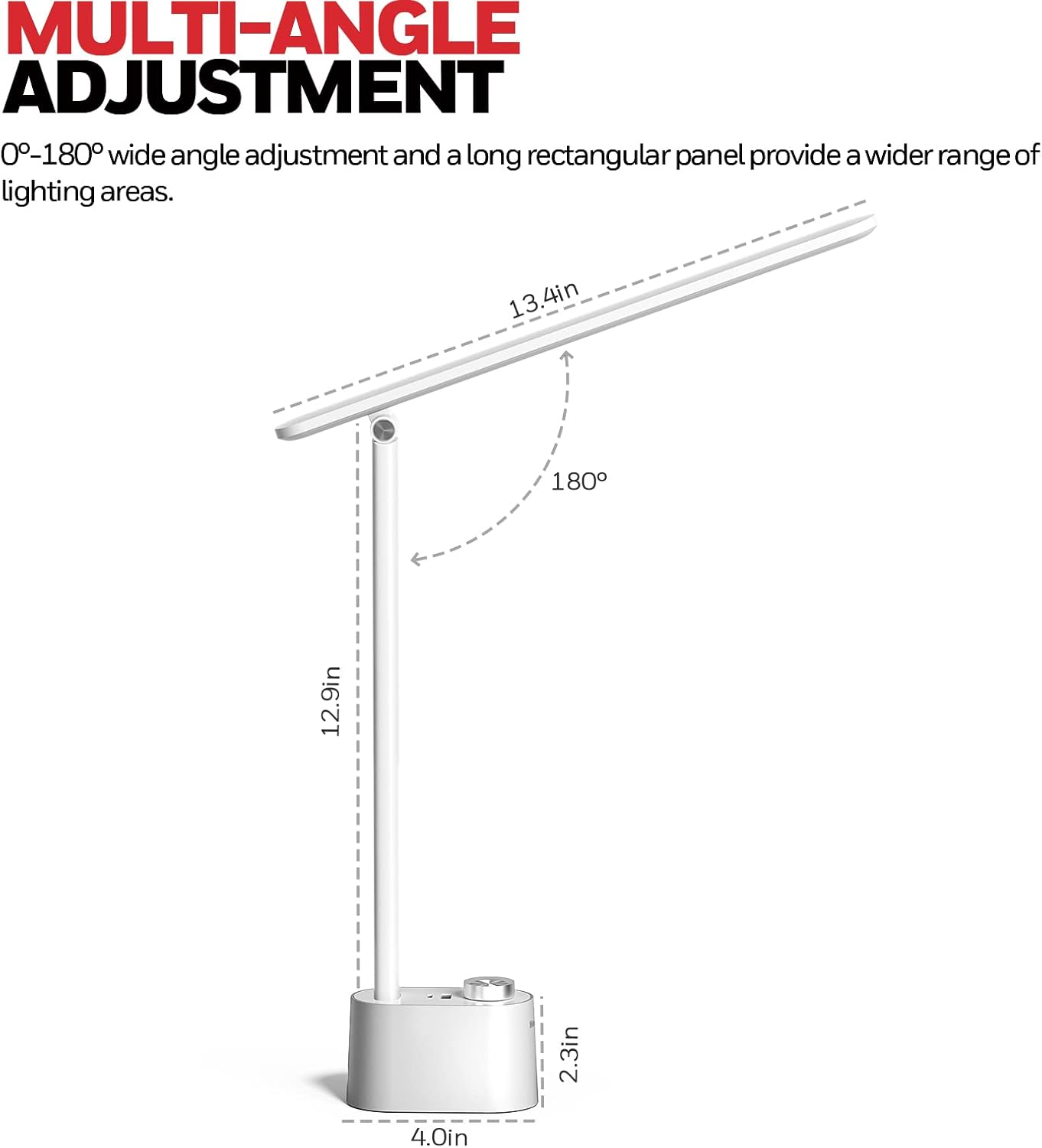 Honeywell Sunturalux™ LED Desk Lamp with USB Charging Ports HWT-H01 - Stepless Dimmable Eye Caring Desk Light for Home Office Bedroom Bedside College Dorm, Foldable Table Lamp Reading Lamp Black