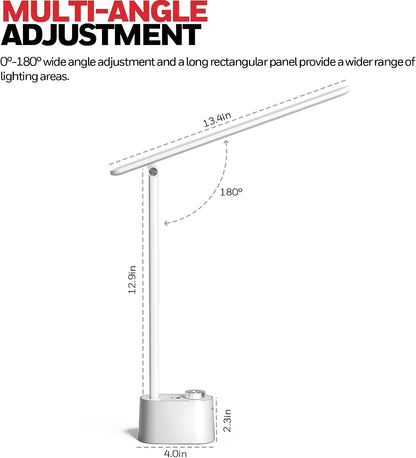 Honeywell Sunturalux™ LED Desk Lamp with USB Charging Ports HWT-H01 - Stepless Dimmable Eye Caring Desk Light for Home Office Bedroom Bedside College Dorm, Foldable Table Lamp Reading Lamp Black