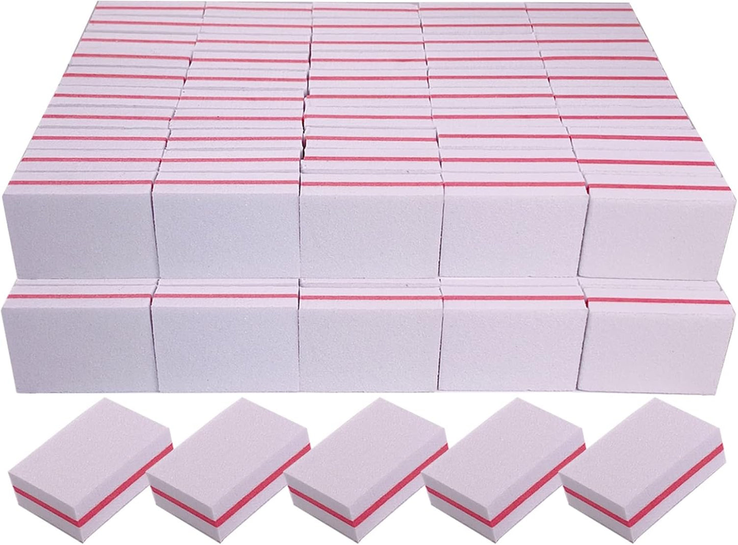 Nail Buffers (50 Pack), Mini Buffer Block Nail File for Acrylic Nails and Natural Nails, 100/180 Grit Nail Buffer Block Bulk Buffing Blocks for Nail Buff Professional Manicure File Blocks Set Pink