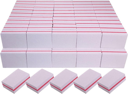 Nail Buffers (50 Pack), Mini Buffer Block Nail File for Acrylic Nails and Natural Nails, 100/180 Grit Nail Buffer Block Bulk Buffing Blocks for Nail Buff Professional Manicure File Blocks Set Pink