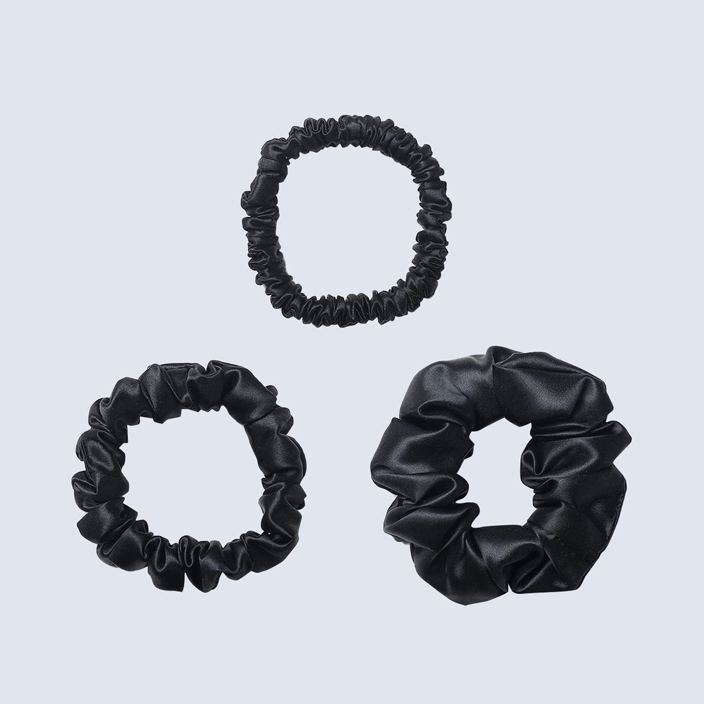 ZIMASILK 100% Mulberry Silk Hair Scrunchies, Best For Women And Girls’ Hair 19 Momme Elastic Hair Bands for Ponytail Holder Gentle And No hurt (3 Pack, Black)