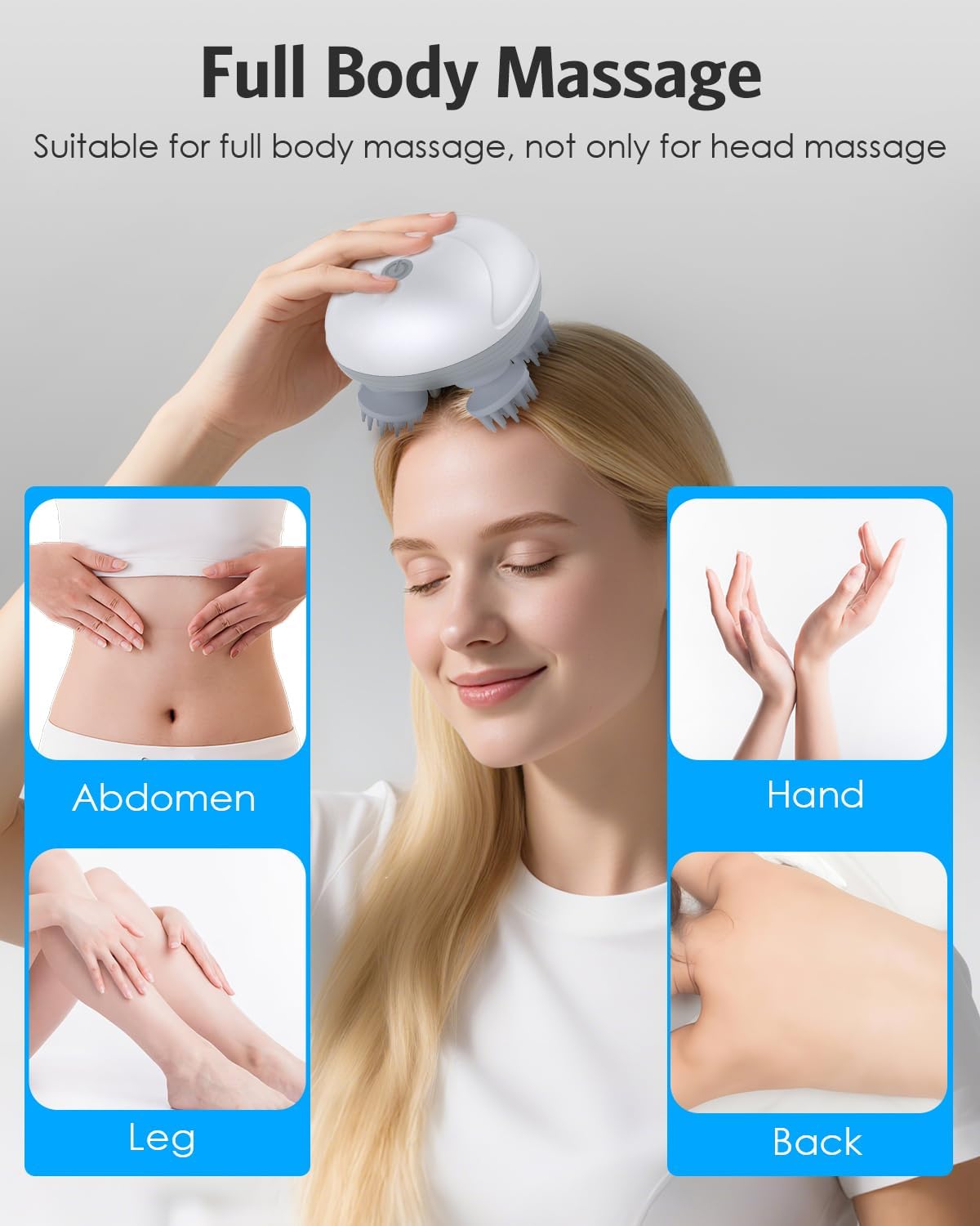 AMIR Upgraded Electric Scalp Massager, Portable Head Massager with Kneading 96 Massage Nodes, Handheld Head Scratcher Massager for Stress Relax and Pain Relief, Ideal Valentine‘s Day Gift for Her/Him