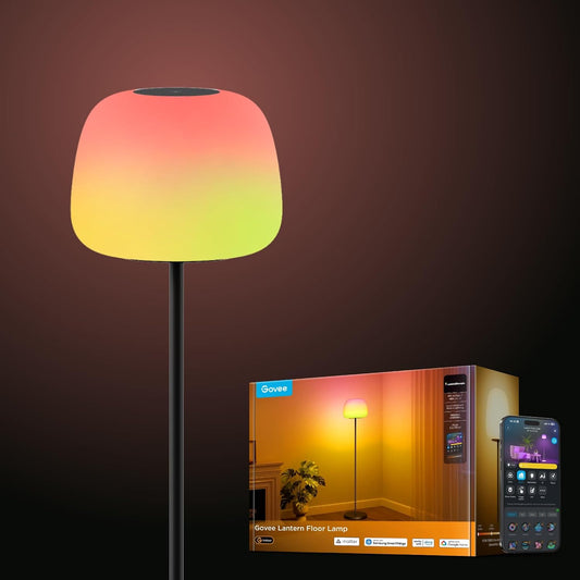 Govee Lantern Floor Lamp, Halo Gradient RGBIC Smart Corner Lamp with LuminBlend+, 1000K-10000K, Matter Compatible, 100+ Scene Modes, Music Sync, 1400lm, Modern Floor Lamps for Living Room, White