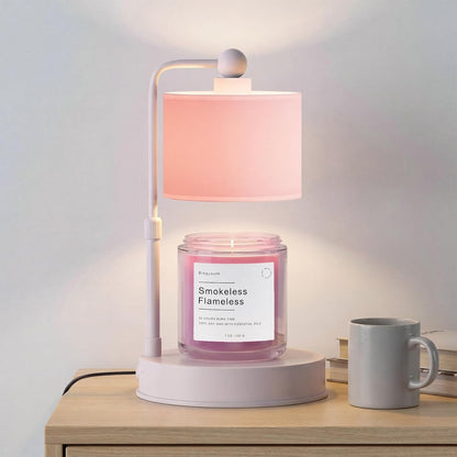 Candle Warmer Lamp with Timer, Modern Farmhouse Candle Warmer, Height Adjustable & Dimmable Electric Candle Warmer Lamp, Includes 2 Bulbs, Birthday Gift for Women, Mom, Housewarming - Flaxen