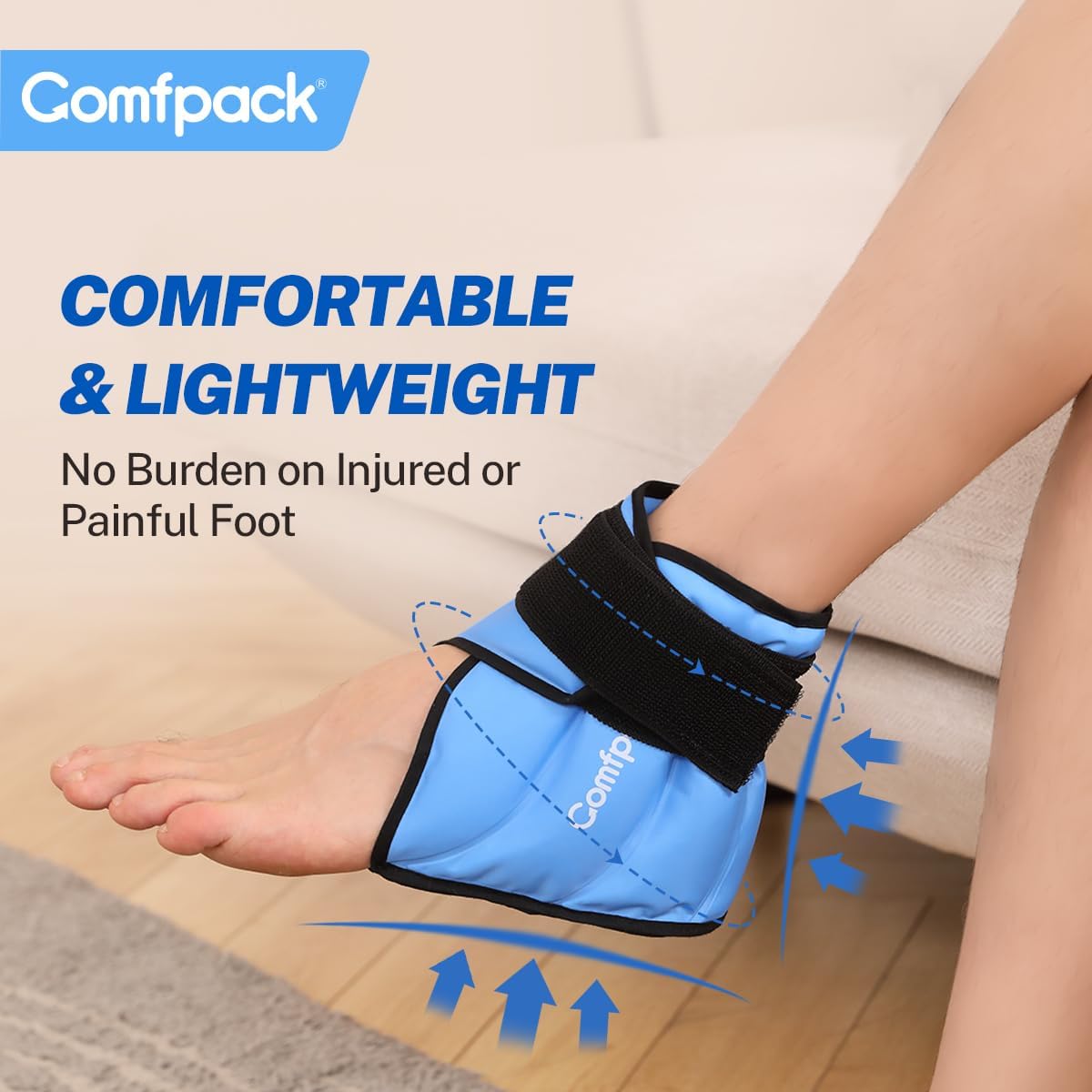 Comfpack Ankle Ice Pack Wrap for Swelling, FSA Eligible, Heel Ice Pack for Pain Relief, Hot Cold Therapy Cold Pack for Plantar Fasciitis, Achilles Tendonitis, Ankle Sprain, Foot Pain, Black