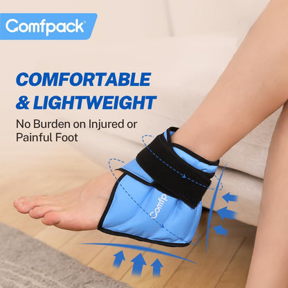 Comfpack Ankle Ice Pack Wrap for Swelling, FSA Eligible, Heel Ice Pack for Pain Relief, Hot Cold Therapy Cold Pack for Plantar Fasciitis, Achilles Tendonitis, Ankle Sprain, Foot Pain, Black
