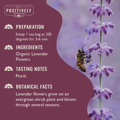 Positively Botanicals, Organic Lavender Herbal Tea Bags, 20 Count