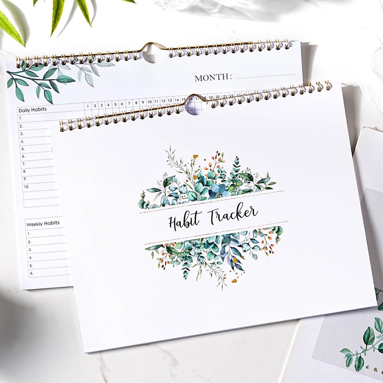 Habit Tracker Calendar - 12 Months Undated Daily Planner, 8"x10"
