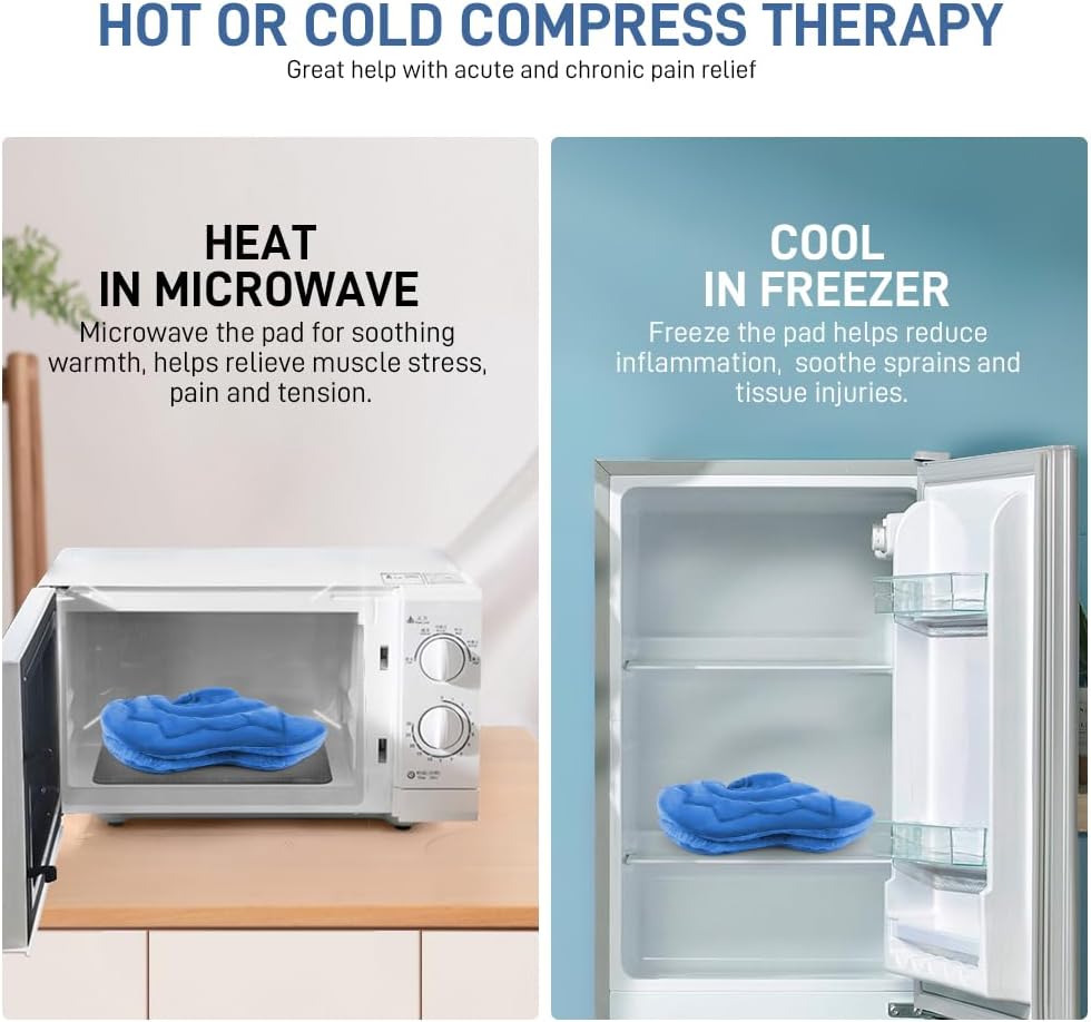 Microwavable Heat Pad for Neck and Shoulders, Weighted Microwave Moist Heating Wrap for Pain Relief Sore Muscle Stress Tension, Heated Wrap with Aromatherapy, Hot & Cold Compress, Grey